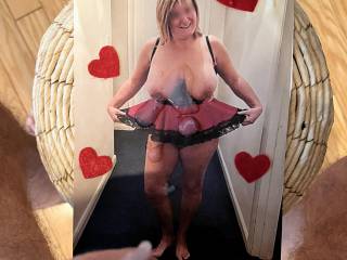 Stella all decked out in her valentines lingerie looks like she is going room to room looking for fun I had fun giving her a Valentine’s cum