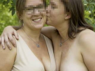 Wife an bisexual friend outdoors