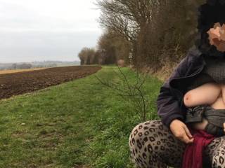 March 2021 - bare trees behind bare breasts, waiting on a hilltop for the guest