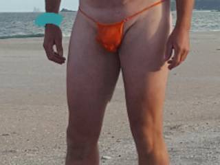 Enjoying the day at the local beach and the wife took a couple of pictures of me and my new G-string