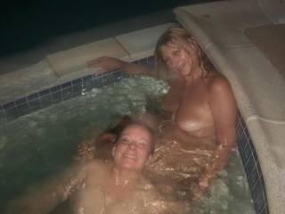 hot tub fun was a sexy night. Anyone wanna get in theres plenty of room?