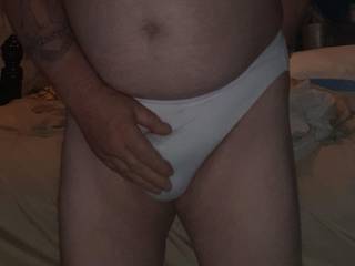 Giving myself a nice little rub in my gf's sexy nylon warner panties