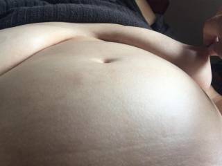 2 of 3 - she lays, I play. Her arms resting while I give a good tug ...
