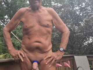 Naked outside.