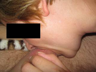 Licking my man\'s balls.  Has t be smooth and hairless though