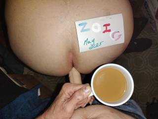 Fucking my old man\'s ass over coffee this morning 
Didn\'t give him a choice