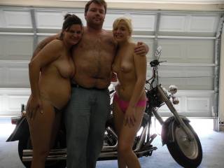 G/F and her best friend posing with my Harley.