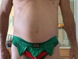 full frontal of my new Christmas thong. What do you think? You like?