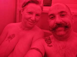 Enjoying our new sauna
