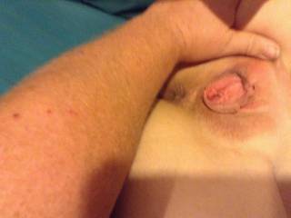 Nice picture of my wife's pussy ready for me