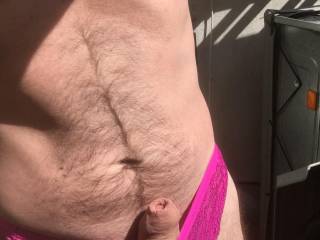 Cerise sexy panties in the sunlight.