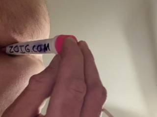 I started playing with my asshole about three weeks ago so far I got a finger up there and a small butt plug but some people requested more of a fucking action with a long item so I got this long but slender probe so it wouldn’t hurt my v asshole