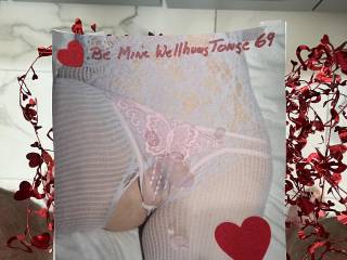 Mrs Wellhungtonge69 in her Valentine’s Day panties hopefully she will be my valentine 🩷