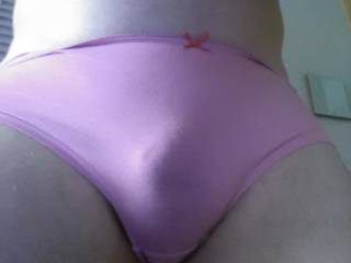bulge in pink borrowed panties