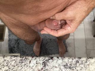 Inspecting for Precum, but need help with foreskin pushed back