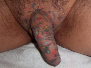 Penis tattooed like a canvas