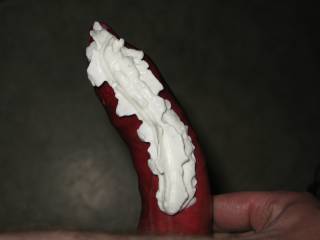 my dick in red Strawberry condom with whipped cream, who like come taste