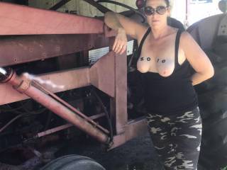 Slutwife Jen with her tits out on vacation