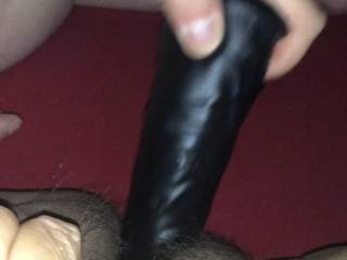 Omg This is the first time I had a dildo that large put in to me 😳, at first it hurt and it’s long go deeper please, Does anyone else want to play with me?