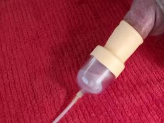 Using my toy that strokes up and down my cock until I manually jerk to a cum.