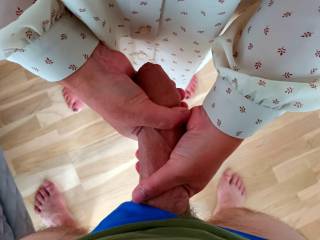 Pulling cock hoping it will get longer 😁