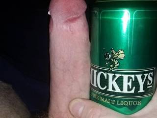 Hard cock and a tall can