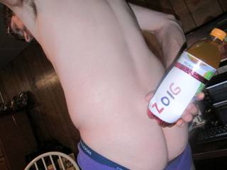 A view of my butt crack,beverage and my face.