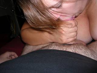 Blow job babe doing what she loves. She knows how to stroke it really nicely also
