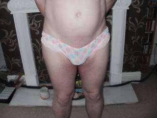 pastel coloured polka dot panties with a lace trim