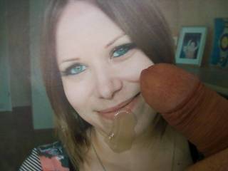 My cock on her cheek