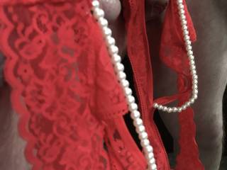 Two views in the mirror, foreskin pulled back.
