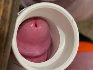 Fucking a PVC fitting and cumming hard