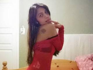 Horny Ann ask if you like her red lingerie?