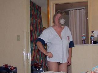 My husband said," room service will be here any minute, I wait in the other room while you let him in dressed just like that".