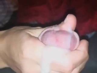 She helps me with an amazing handjob and squeezes all my cum out