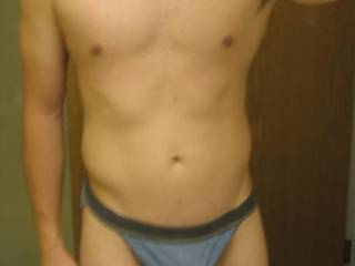 almost nude in front of mirror