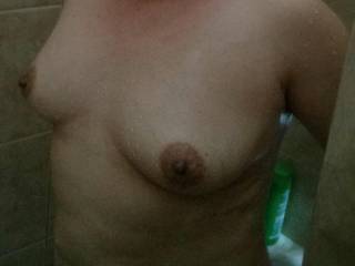 Another shower pic showing off those tits I love so much!