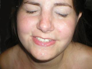 Me with cum all over my face by hubby and friend.
