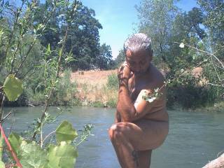 posing at  the creek