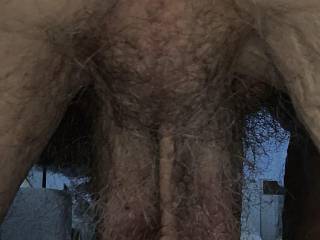 My hairy crotch and balls from behind,