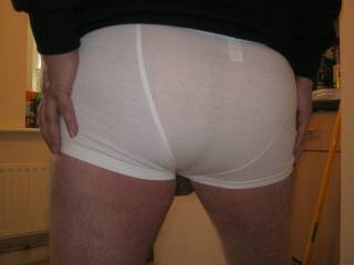 Tight white shorts hugging my tight white arse
