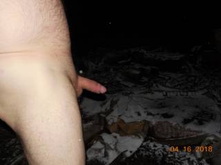 saw it was snowing or sleeting outside n thought id step out and see how the weather felt