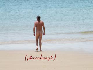 my cute beach bum going for a swim!! and such a cute bum it is too!!