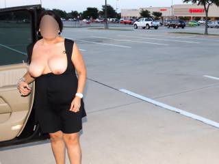 My tits out and on display in public!