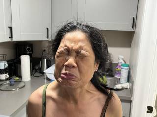 Before cleaning her face