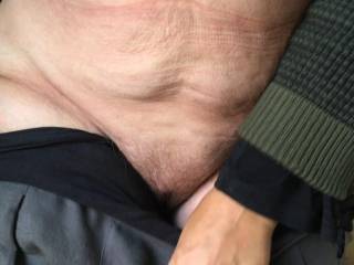 Arriving in his kitchen he makes the coffee - then asks if she wants a quick fuck while it cools. She begins pulling her trousers down and smiles ...