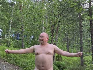 Nude walk outdoor