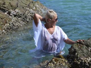 she was very wet, not from the water, and from desire