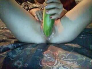 i spotted this huge cuCUMber while shopping and i just had to bring it home.  it made a great playtoy..... nicely stretched my tight pussy.   and yes it was sliced up and eaten later, lol.  waste not, want not, right?