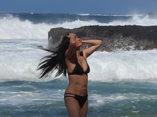 Seriously: she was actually shy about wearing the bikini on the beach when I first bought it for her, even though we were on our way to a nude beach.  I guess it is true that men are always going to check out a bikini and imagine what\'s underneath.
